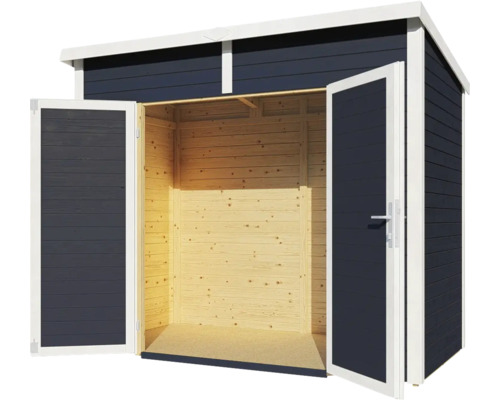 Abri de jardin ouvert en bois avec double porte