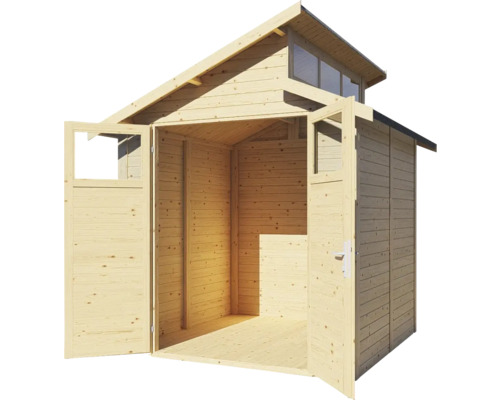 Abri de jardin en bois avec porte double et fenêtres
