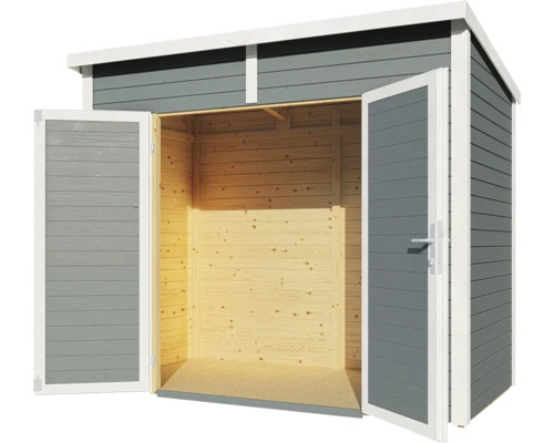 Abri de jardin en bois ouvert avec double porte