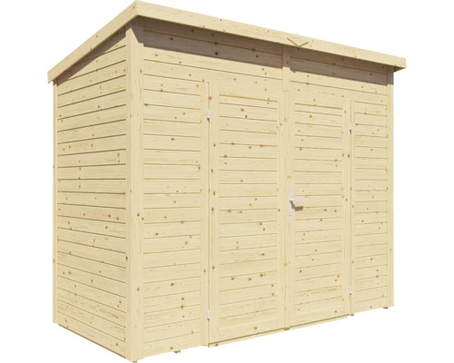 Abri de jardin en bois avec trois portes pour ranger les outils de jardin