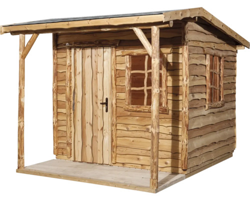 Holzgartenhaus mit Vordach, Tür und Fenster