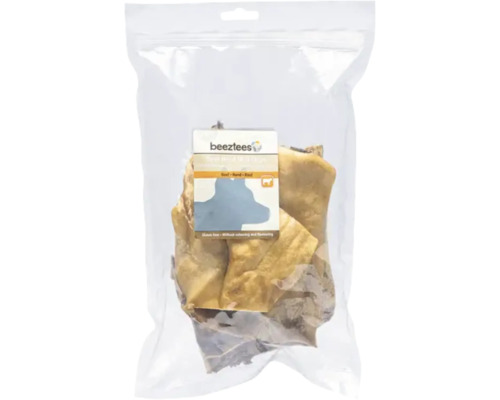beeztees friandise pour chiens chips de tête de bœuf 250 g Snacks pour chiens aux oreilles de bœuf Beetztees dans un emballage transparent