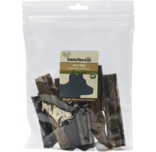 Beeztees Hirschhaut-Snacks für Hunde in einer transparenten Verpackung