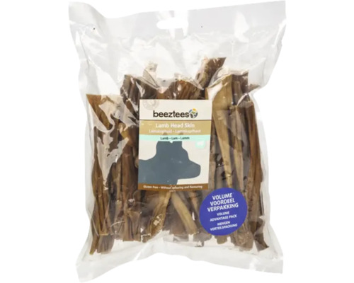 beeztees friandise pour chiens peau de tête d'agneau 300 g Sachet de snacks pour chiens Beetztees à base de peau de tête d''agneau