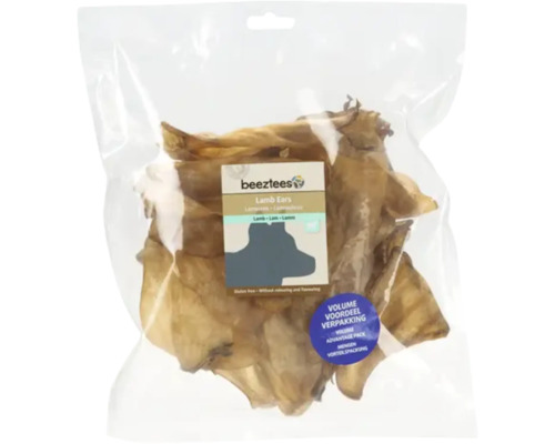 beeztees friandise pour chiens oreilles d'agneau 125 g Snack pour chien Beetztees oreilles d''agneau dans un emballage transparent