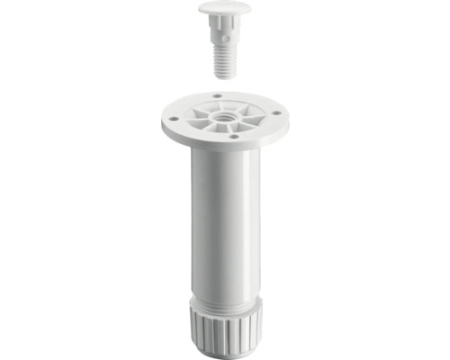 Pied réglable pour socle Ø 30 mm réglable en hauteur 100-110 mm plastique blanc Pied de meuble blanc avec plage de réglage pour le montage