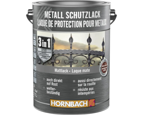 Metallschutzlack im Metalleimer von Hornbach, geeignet für den Aussenbereich