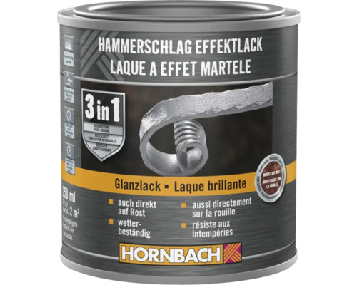 HORNBACH Hammerschlaglack Effektlack 3in1 glänzend silber 250 ml-0