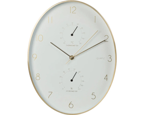 Horloge murale ovale blanc/or 27,1x34,5 cm