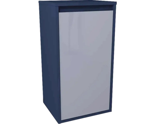 Demi armoire haute suspendue avec panier à linge Devo Cristal 2.0 lxhxp 40x76x35 cm tyrolean blue/metal blue glass