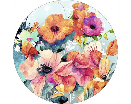 Tableau en verre Watercolor Flowers V Ø20 cm