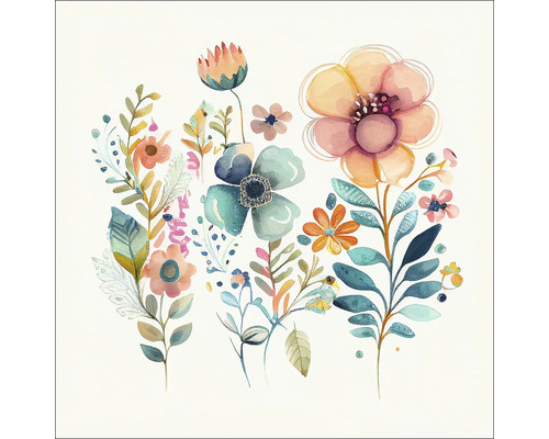 Tableau en verre Watercolor Flowers XIII 20x20 cm