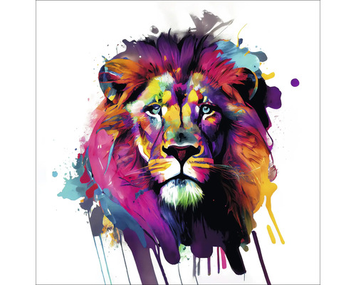 Tableau en verre Colorful Lion Head IV 20x20 cm