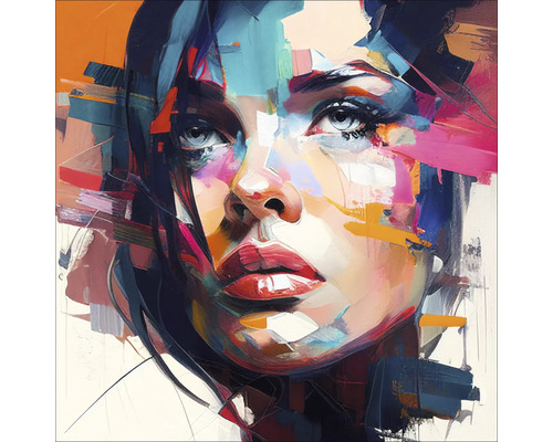 Glasbild Colorful Woman Portrait II 20x20 cm