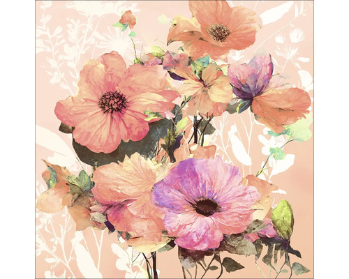 Tableau en verre Watercolor Flowers VI 30x30 cm