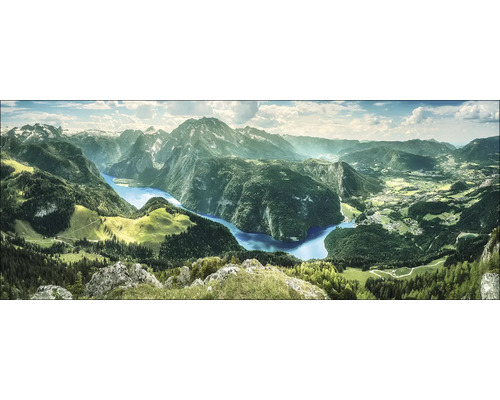 Glasbild Mountain Landscape I 125x50 cm