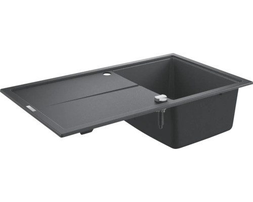 Évier composite avec égouttoir GROHE K400 860x500 mm noir-granite 31640AP0 Évier de cuisine gris en matériau composite avec égouttoir