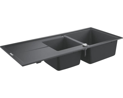 Évier composite avec égouttoir GROHE K400 1160x500 mm noir-granite 31643AP0 Évier avec deux cuves et égouttoir