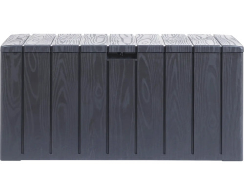 Graue Aufbewahrungsbox mit Holzstruktur