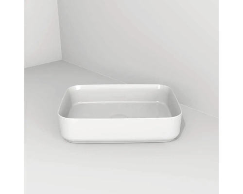 Vasque à poser céramique Devo Cristal 2.0/Sonus 2.0 lxhxp 50x12x36 cm blanc Vasque à poser rectangulaire en céramique