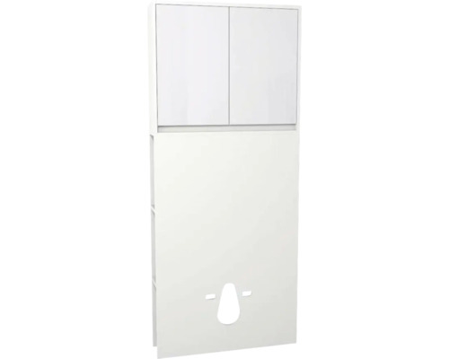 Habillage de la chasse d'eau avec armoire et étagère latérale Devo Cristal 2.0 LxHxP 80x188x19 cm alpine white/signal white glass