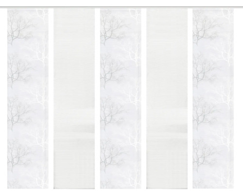 Panneau japonais Arbre gris 57x245 cm lot de 5