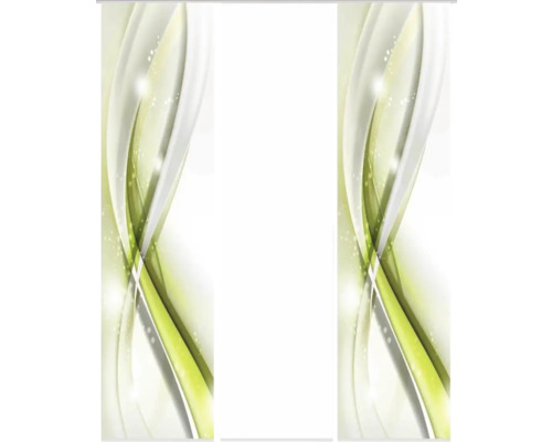 Panneau japonais Gliwe impression numérique vert pomme 60x245 cm lot de 3 Fond abstrait avec motif ondulé