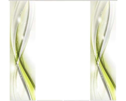 Flächenvorhang Gliwe Digitaldruck apfelgrün 60x245 cm 4 er-Set Rollostoff mit abstraktem Wellenmuster für Fensterdekoration
