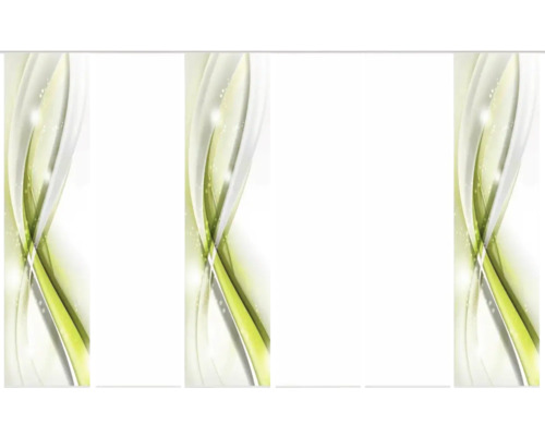 Panneau japonais Gliwe impression numérique vert pomme 60x245 cm lot de 6 Motif abstrait avec des vagues vertes et blanches