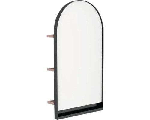 Miroir avec tablette Devo Cristal 2.0 lxhxp 40x76x17 cm antique rose/black Miroir rectangulaire avec dessus arrondi et trois étagères