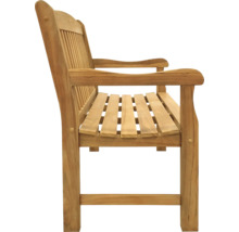 Gartenbank aus Holz mit Armlehne, Seitenansicht