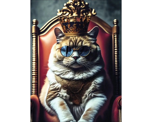 Tableau sur toile The Cat Is King 84x116 cm