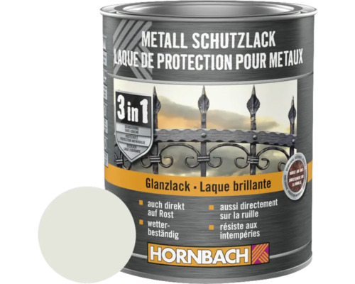 Laque de protection pour métaux 3 en 1 brillante, gris clair, 750 ml