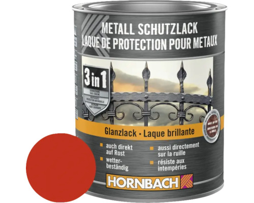 Laque de protection pour métaux 3 en 1 brillante rouge feu, 750 ml