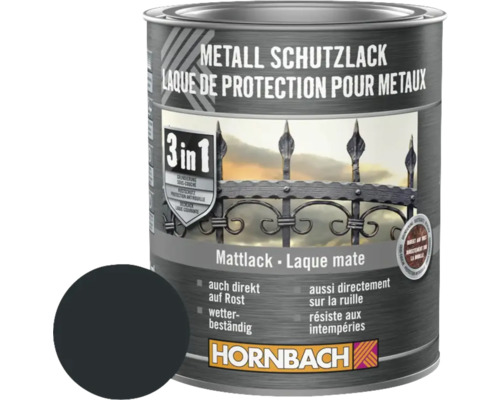 Laque de protection pour métaux 3 en 1 mate gris anthracite, 750 ml