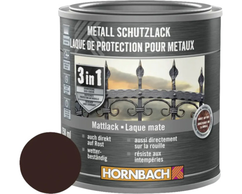 Laque de protection pour métal 3 en 1 brun chocolat mate 250 ml