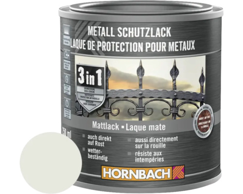 Laque de protection pour métaux 3 en 1 mate, gris clair, 250 ml