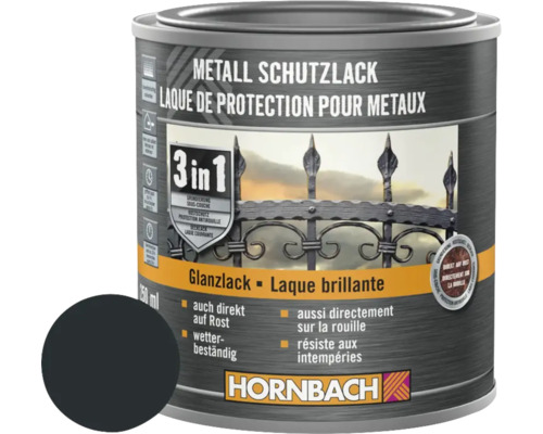 Peinture anti-rouille HORNBACH brillant anthracite 250 ml Peinture de protection pour métaux 3 en 1, pot