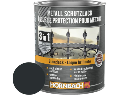Peinture anti-rouille HORNBACH brillant anthracite 750 ml Peinture de protection pour métaux, pot avec laque brillante