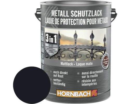 HORNBACH Metallschutzlack 3in1 matt schwarz 2,5 L
