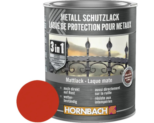 Laque de protection pour métaux 3 en 1 mate rouge 750 ml Boîte de laque de protection pour métaux, laque mate avec protection antirouille et logo Hornbach