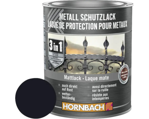 Laque de protection pour métaux 3en1 noir mat 750 ml Boîte de laque de protection pour métaux avec exemple de couleur