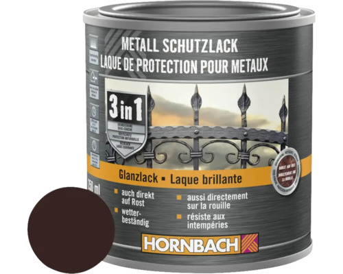 HORNBACH Metallschutzlack 3in1 glänzend braun 250 ml Metallschutzlack Dose mit dem Hornbach Logo
