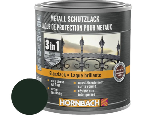 HORNBACH Metallschutzlack 3in1 glänzend dunkelgrün 250 ml Dose Metallschutzlack mit 3 in 1 Formel und Hornbach Logo