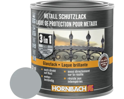 HORNBACH Metallschutzlack 3in1 glänzend silber 250 ml Metall Schutzlack Dose mit Rostschutz und Wetterbeständigkeit