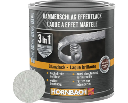 HORNBACH Hammerschlaglack Effektlack 3in1 glänzend silber 250 ml