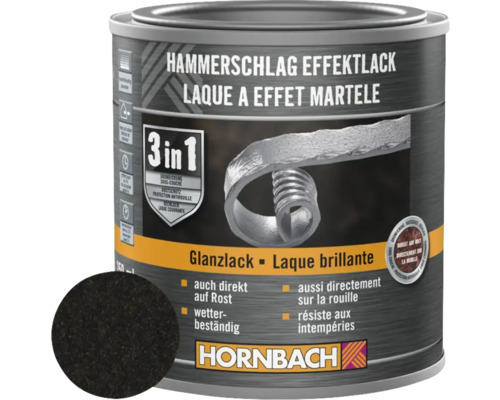 HORNBACH Hammerschlaglack Effektlack 3in1 glänzend schwarz 250 ml