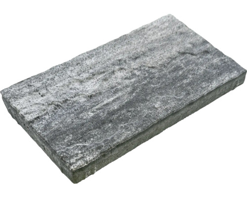 Beton Terrassenplatte iStone Mediteran weiss-schwarz 48 x 24 x 3 cm Grauer Pflasterstein