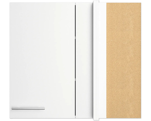 Vue détaillée d''un élément haut blanc avec une poignée argentée