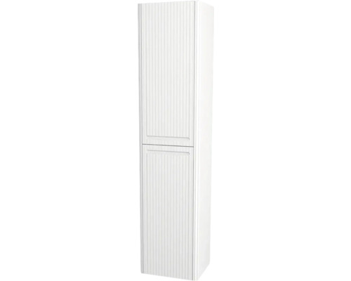 Armoire haute suspendue avec 2 portes Devo Gloria 2.0 gauche lxhxp 45x165x26 cm premium white supermat strié